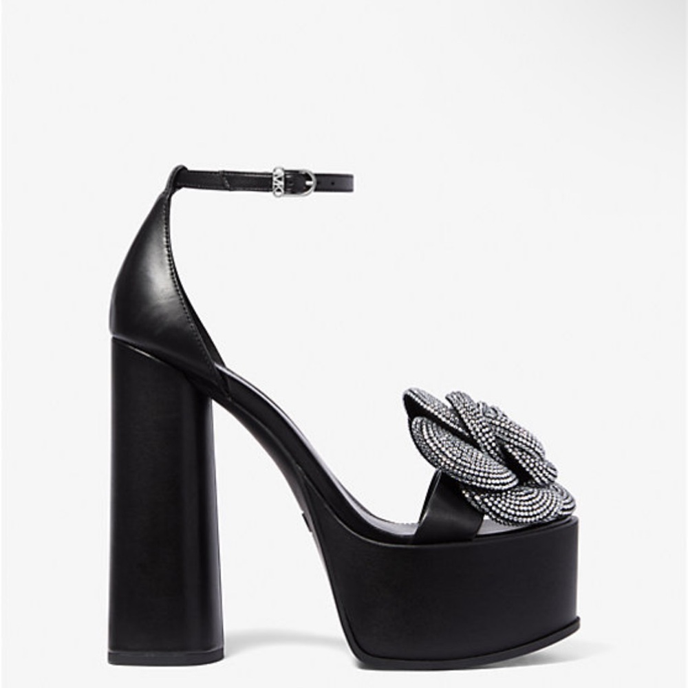 MICHAEL Michael Kors Elodie Platform Sandal Leather/hot fix Stones. - Picture 3 of 14